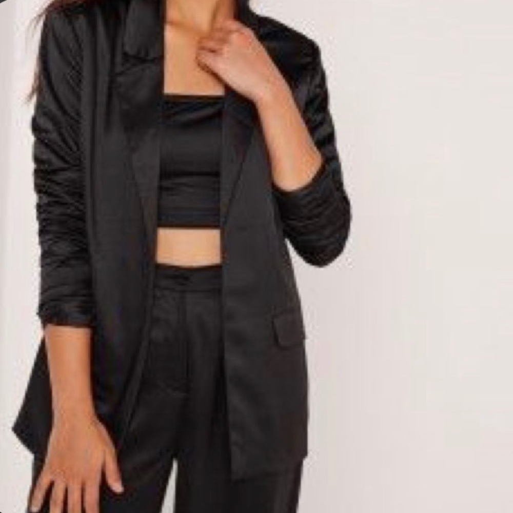 Isaac Mizrahi Black Satin Blazer